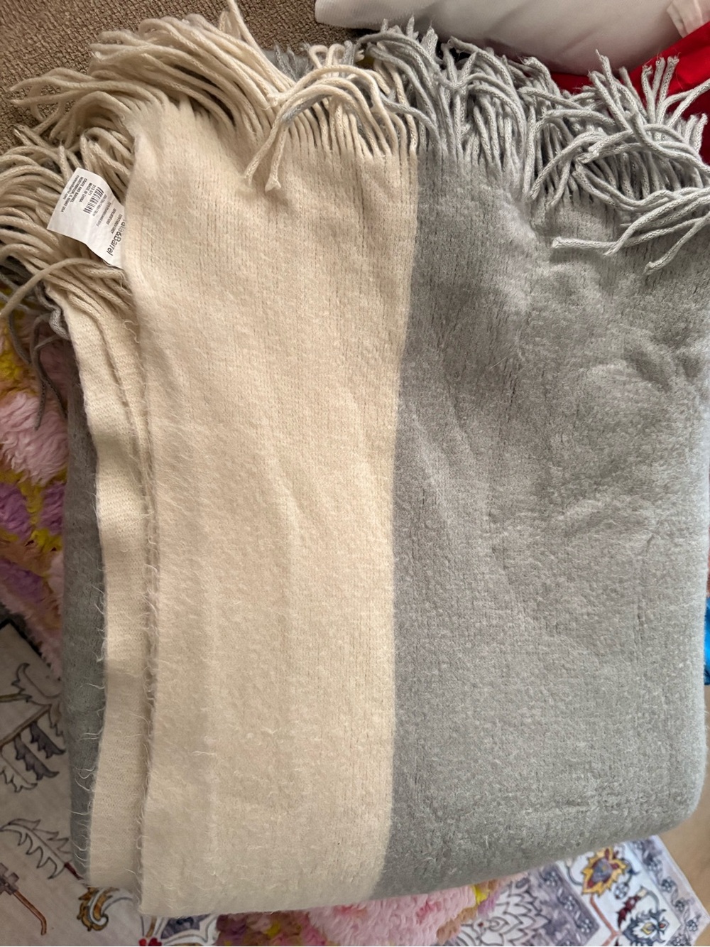 Crate & Barrel Tepi gray cream throw